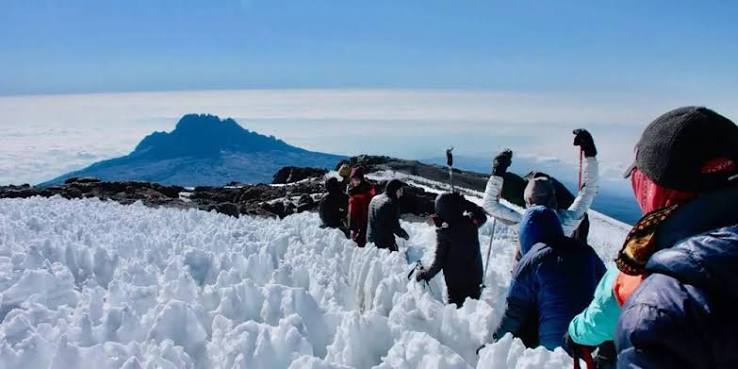 High altitude mountain ridge view on Mount Kilimanjaro Umbwe Route