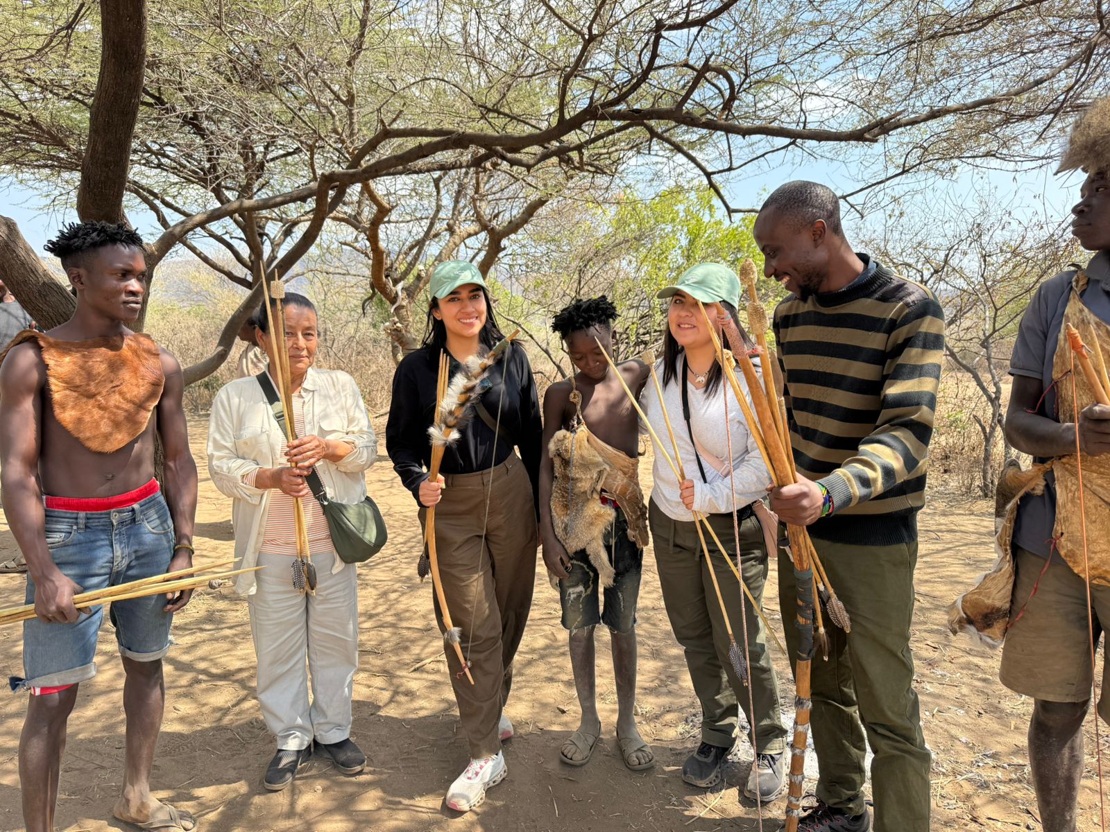 Hadzabe bushmen demonstrating traditional hunting during a private cultural safari in Tanzania
